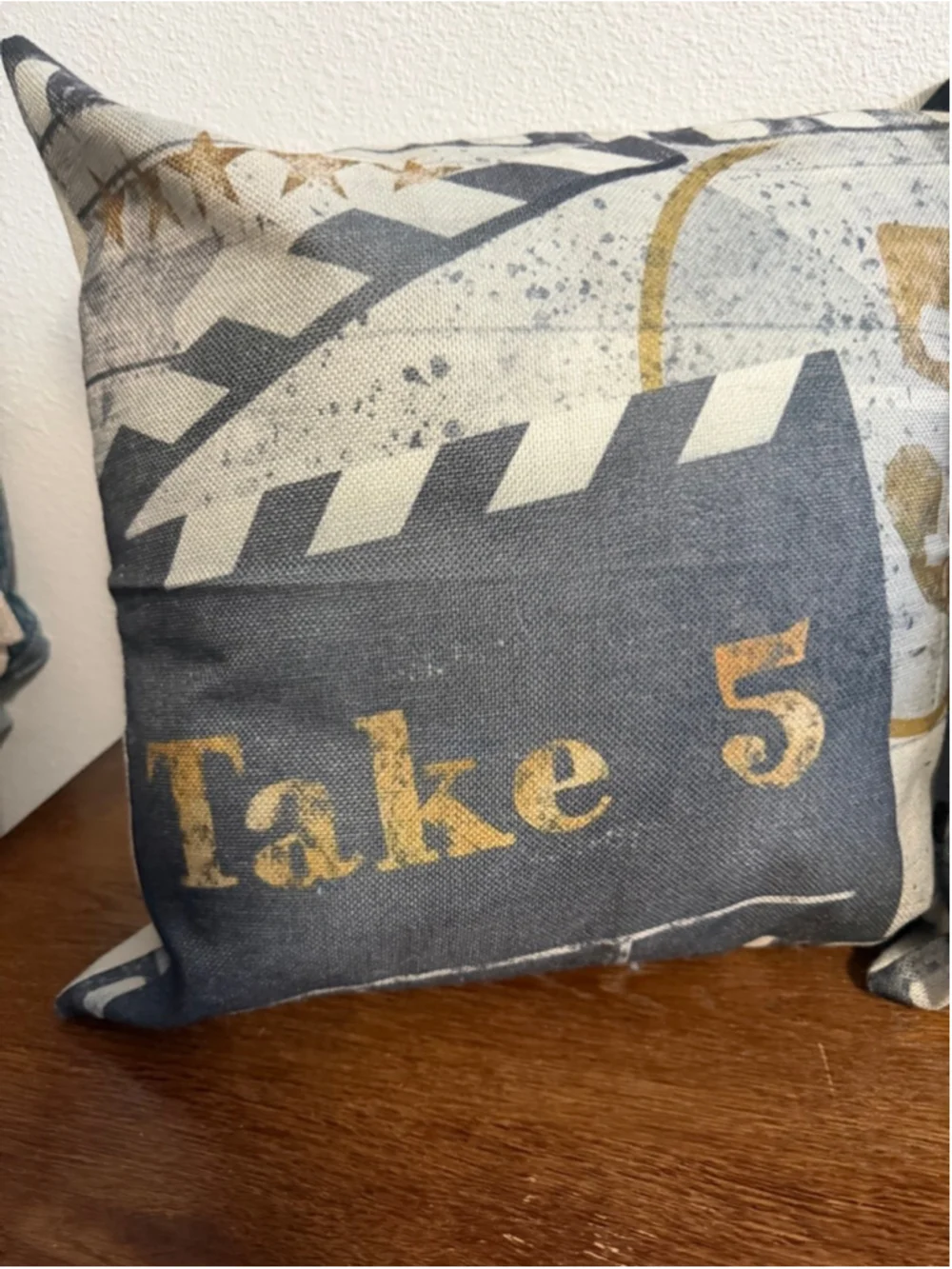Set of 2 Movie Theme Throw Pillows Cinema Clapperboard Director Home Theater Dec